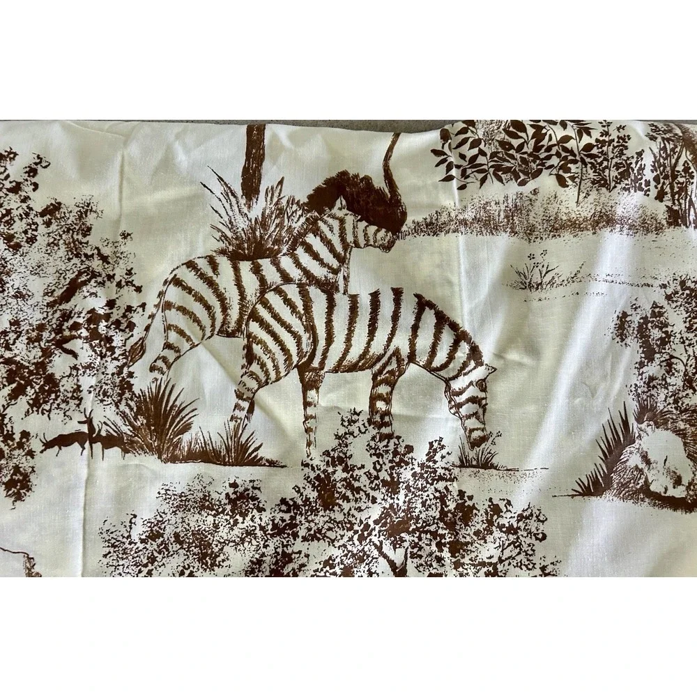 Vintage Montgomery Ward‎ Muslin Fitted Flat Sheet Set Safari Jungle